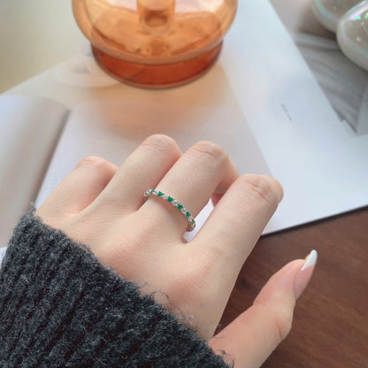 [OAK JURI]Exquisite Colorful Round Cut Tennis Ring