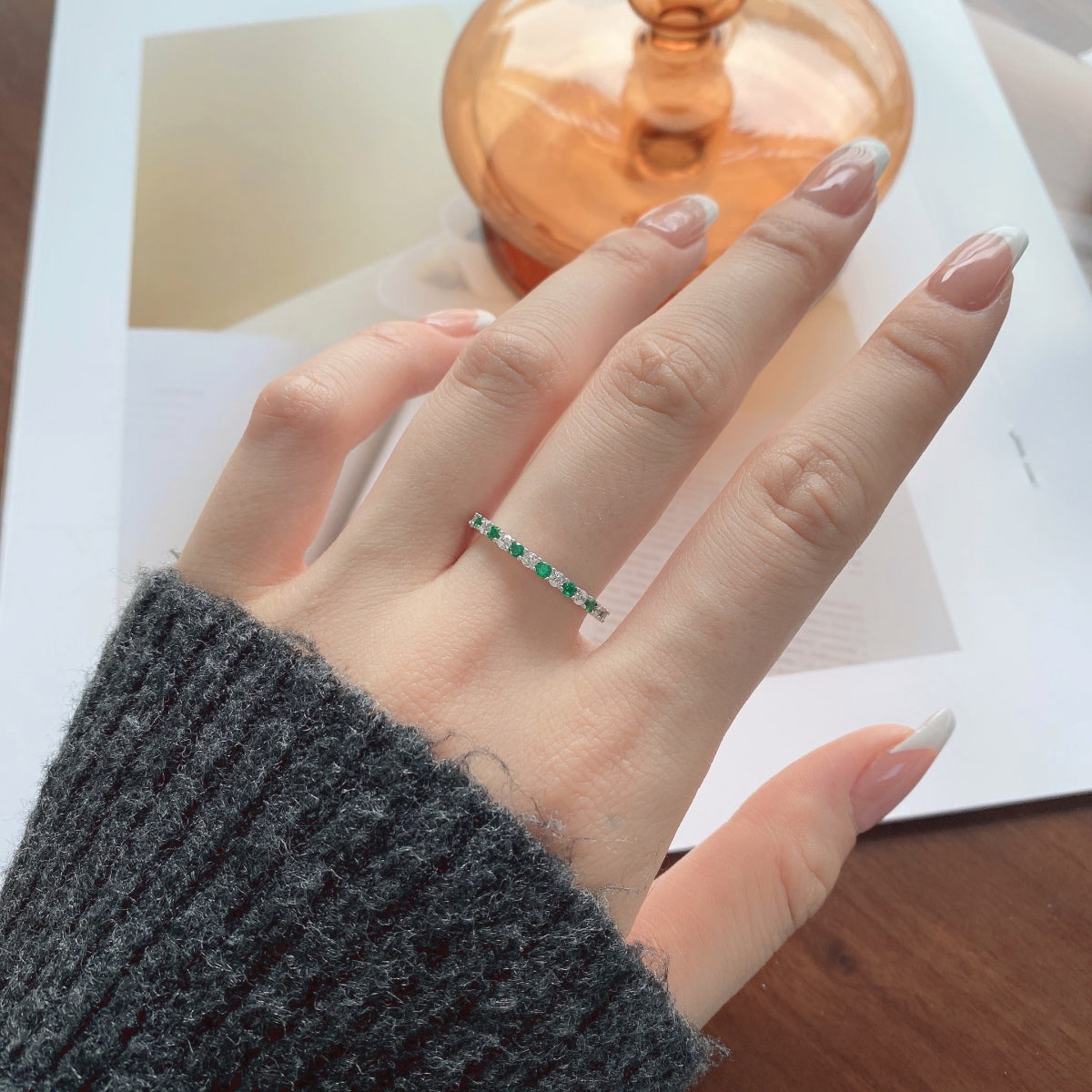[OAK JURI]Exquisite Colorful Round Cut Tennis Ring