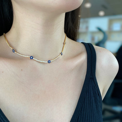 [OAK JURI]Luxurious Colorful Flower Tennis Necklace