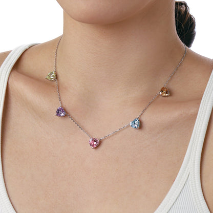 [OAK JURI]Sparkling Colorful Heart Cut Necklace
