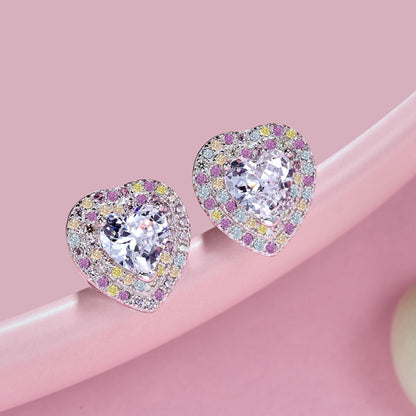 [OAK JURI]Dazzling Heart Shape Lover Earrings