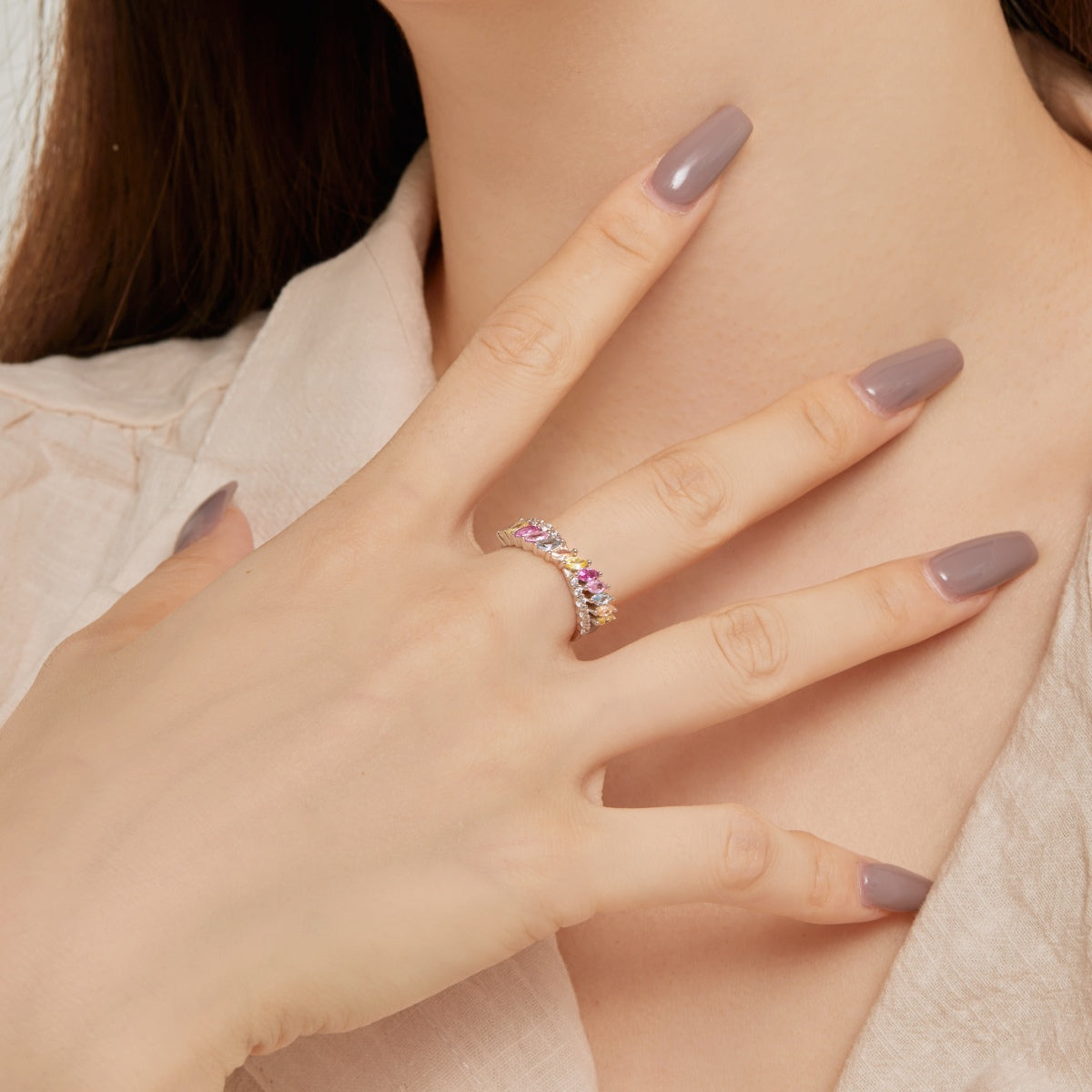 [OAK JURI]Unique Colorful Marquise Cut Daily Ring