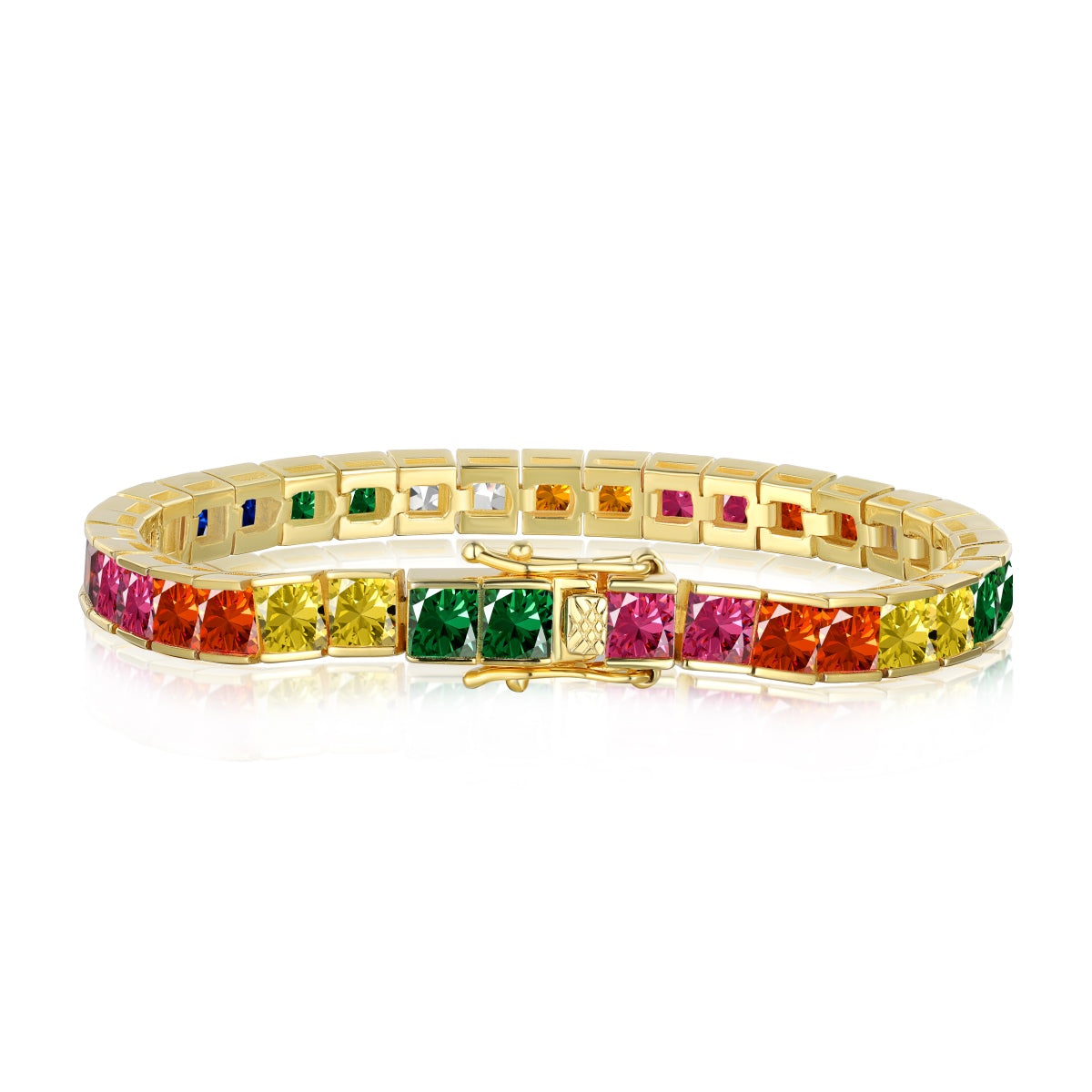 [OAK JURI]Radiant Colorful Princess Cut Tennis Bracelet