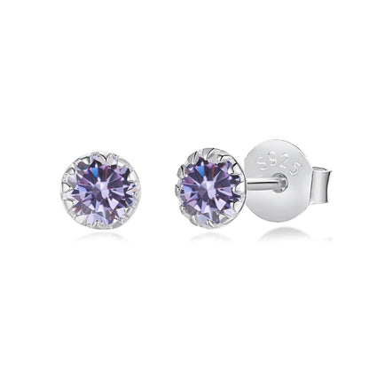 [OAK JURI]Sparkling Colorful Round Shape Earrings