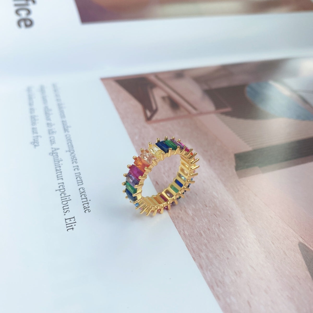 [OAK JURI]Unique Colorful Radiant Cut RIng