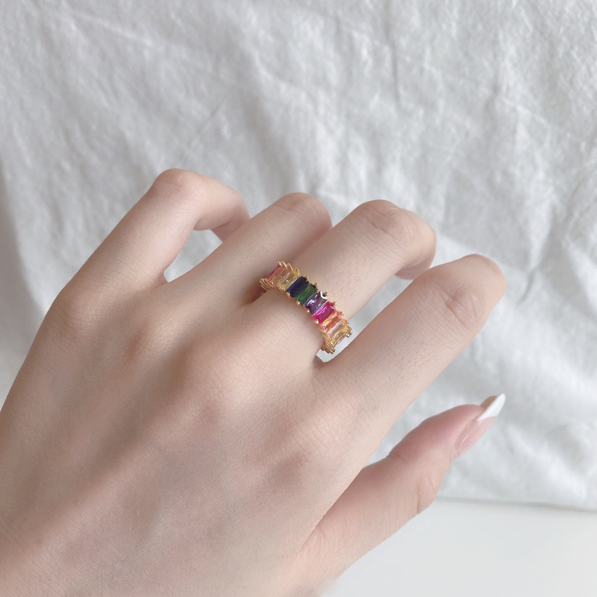 [OAK JURI]Unique Colorful Radiant Cut RIng
