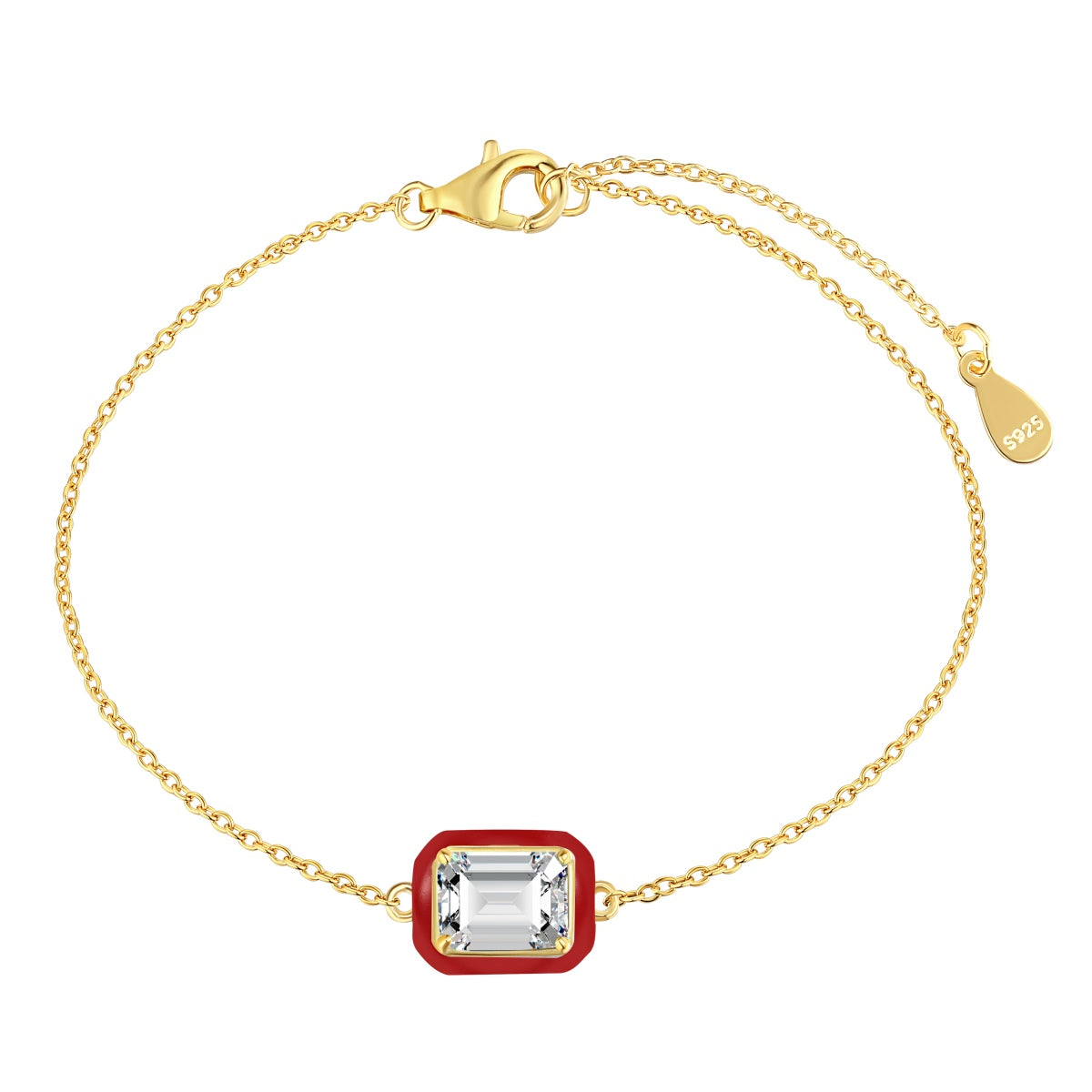 [OAK JURI]2.0 Carat Sparkling Colorful Emerald Cut Daily Bracelet
