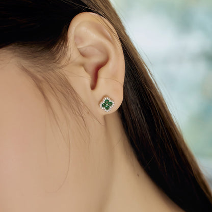 [OAK JURI]Four-Leaf Clover Flower Shaped Earrings
