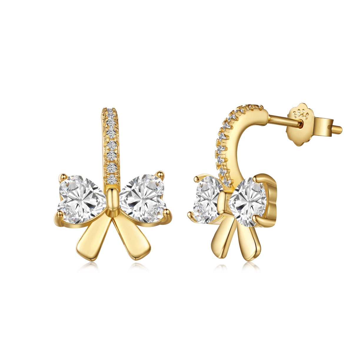 [OAK JURI]Exquisite Earrings With Heart-Shaped Bow Design