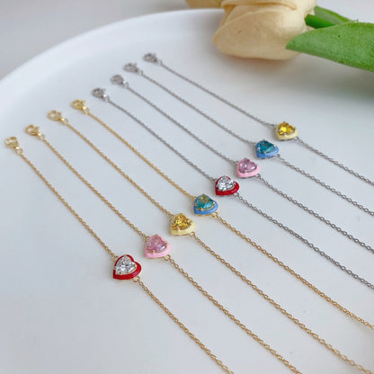 [OAK JURI]Sparkling Romantic Heart Shape Lover Bracelet