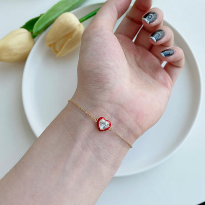 [OAK JURI]Sparkling Romantic Heart Shape Lover Bracelet