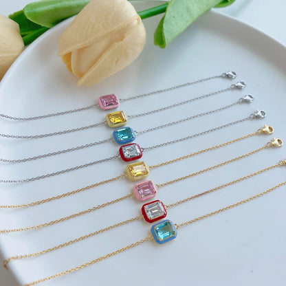 [OAK JURI]2.0 Carat Sparkling Colorful Emerald Cut Daily Bracelet