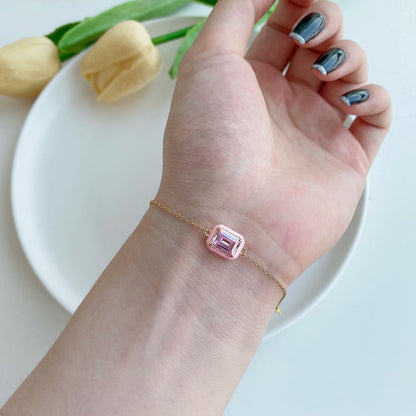[OAK JURI]2.0 Carat Sparkling Colorful Emerald Cut Daily Bracelet