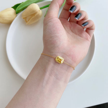 [OAK JURI]2.0 Carat Sparkling Colorful Emerald Cut Daily Bracelet