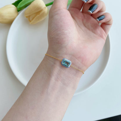 [OAK JURI]2.0 Carat Sparkling Colorful Emerald Cut Daily Bracelet