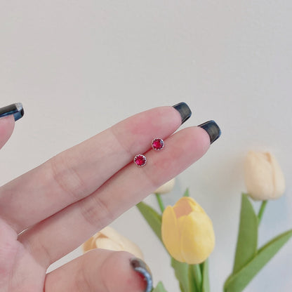 [OAK JURI]Sparkling Colorful Round Shape Earrings