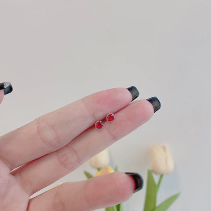 [OAK JURI]Sparkling Colorful Round Shape Earrings