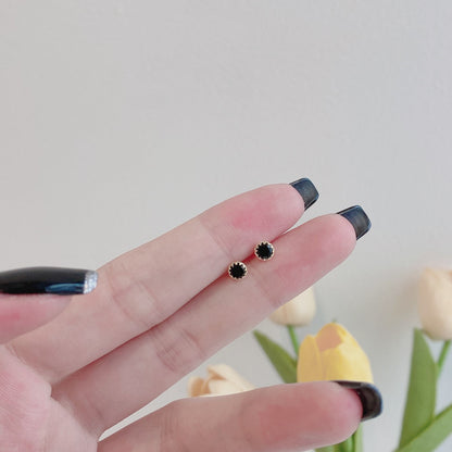 [OAK JURI]Sparkling Colorful Round Shape Earrings