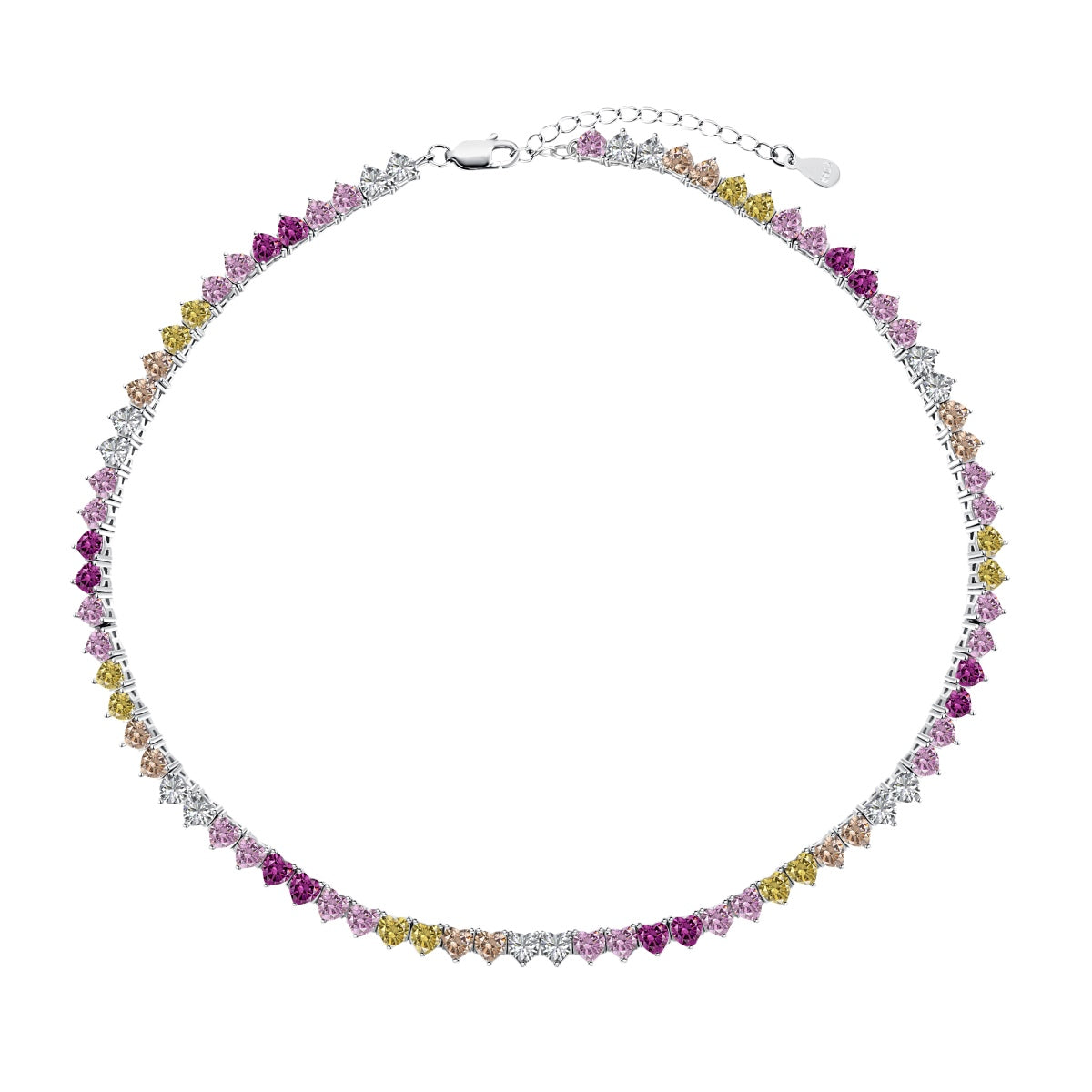 [OAK JURI]Sparkling Colorful Full Heart Tennis Necklace