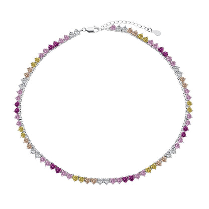 [OAK JURI]Sparkling Colorful Full Heart Tennis Necklace
