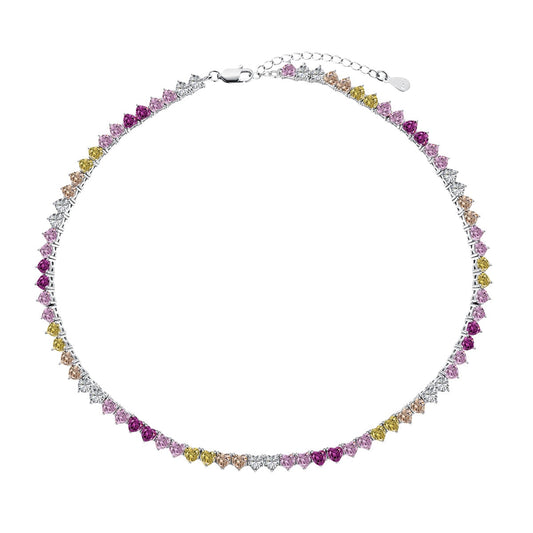 [OAK JURI]Sparkling Colorful Full Heart Tennis Necklace