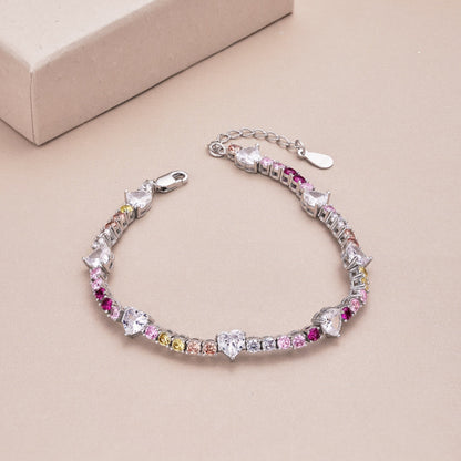 [OAK JURI]Romantic Heart Shape Round Cut Lover Bracelet