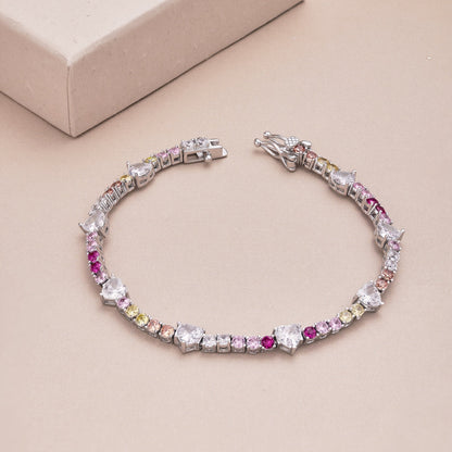 [OAK JURI]Romantic Heart Shape Round Cut Lover Bracelet
