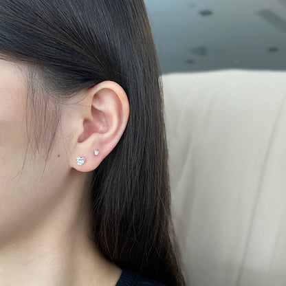 [OAK JURI]Sparkling Heart Shaped Simple Earrings
