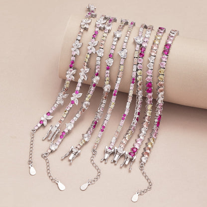 [OAK JURI]Sparkling Colorful Full Heart Tennis Necklace