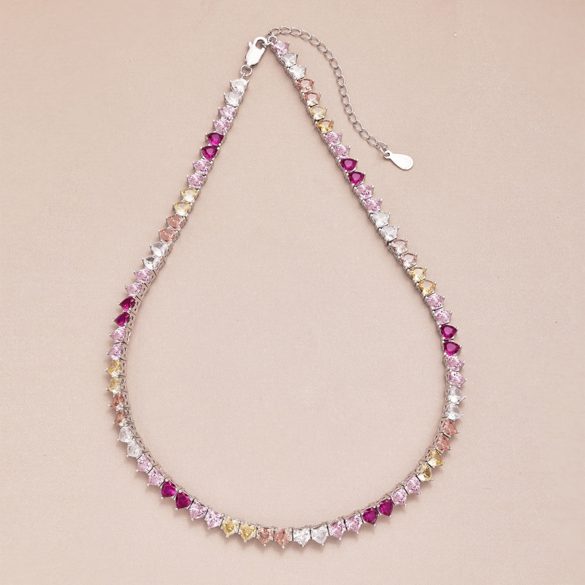 [OAK JURI]Sparkling Colorful Full Heart Tennis Necklace