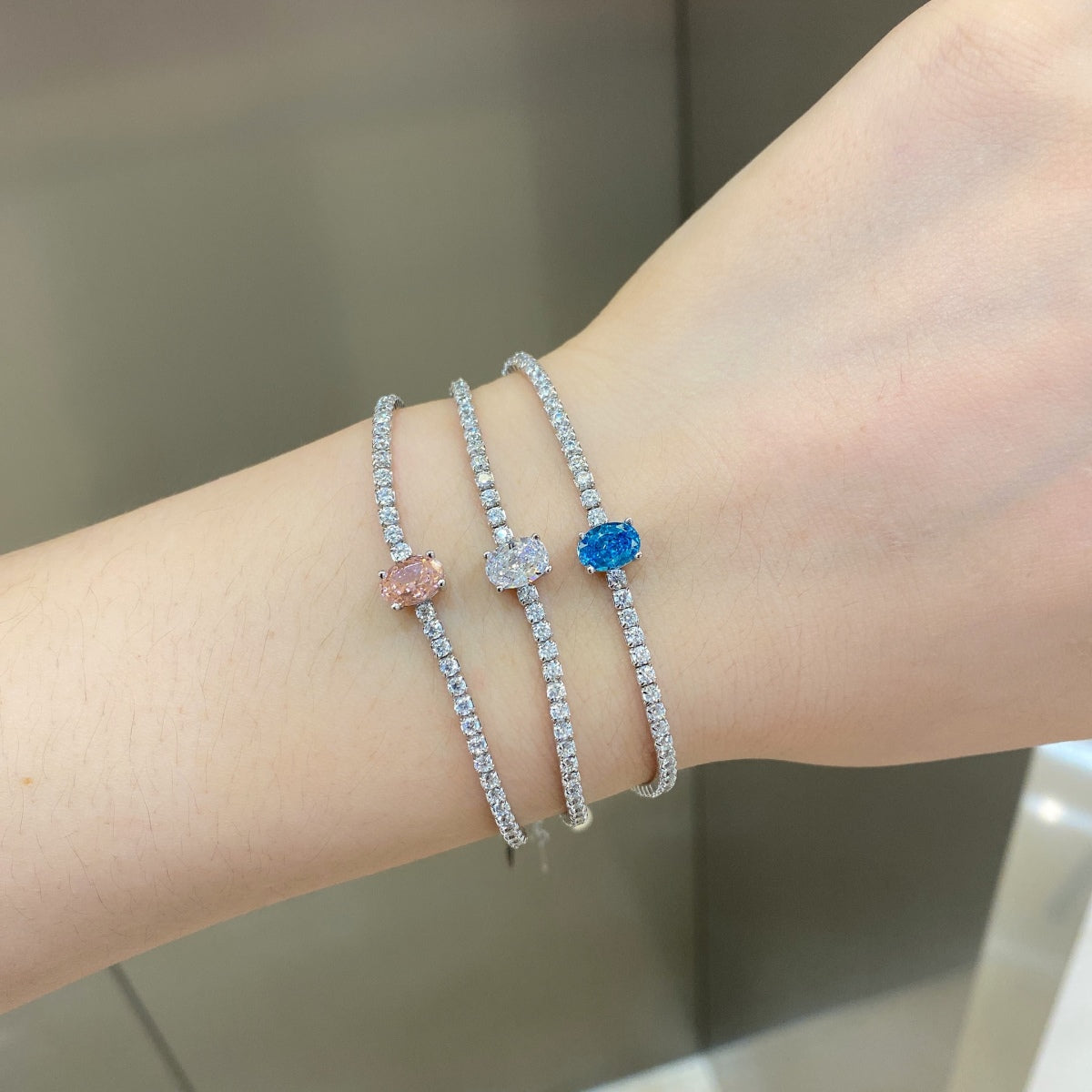 [OAK JURI]0.75 Carat Exquisite Oval Cut Daily Bracelet