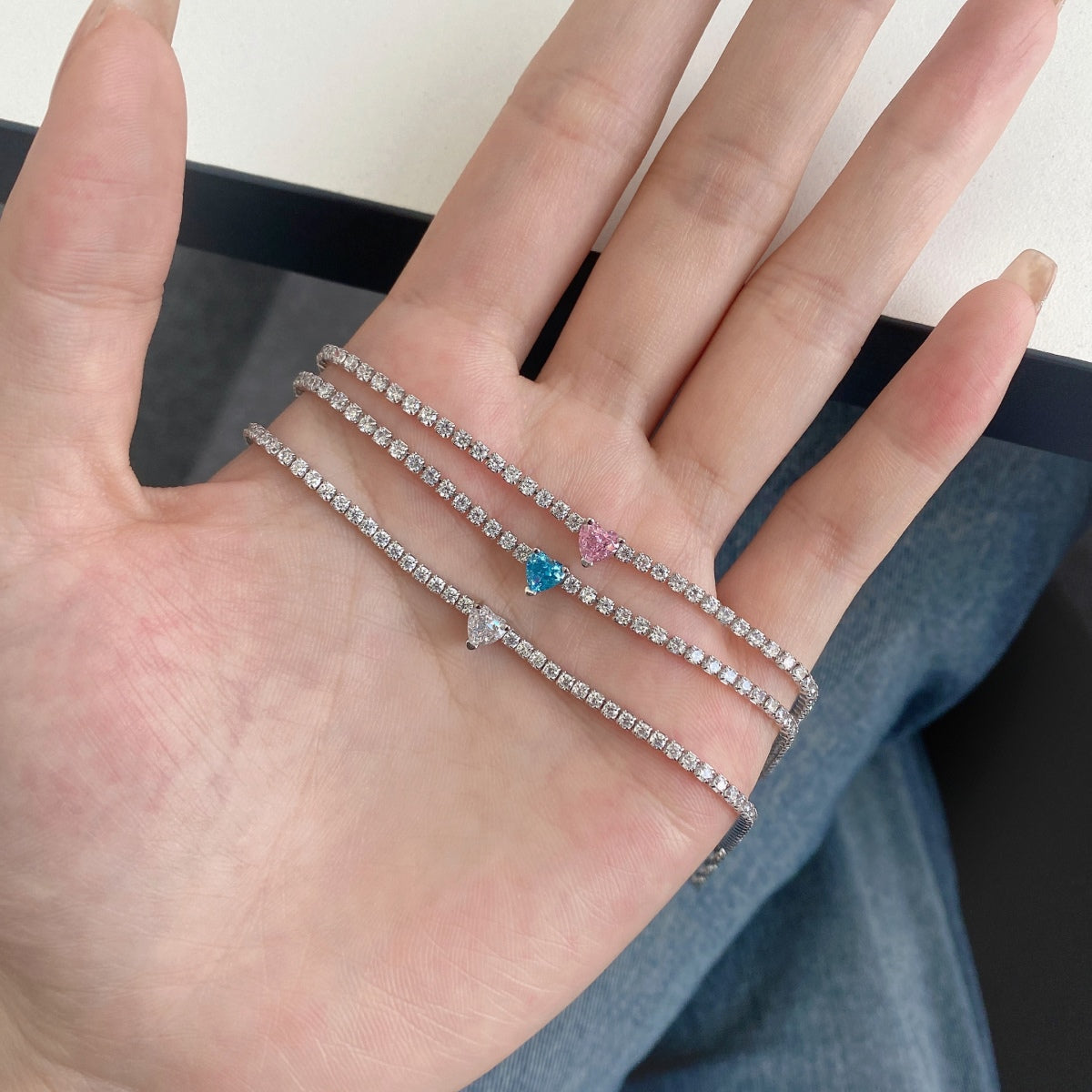 [OAK JURI]0.5 Carat Elegant Romantic Heart Shape Lover Bracelet
