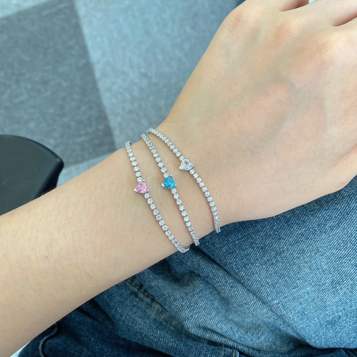 [OAK JURI]0.5 Carat Elegant Romantic Heart Shape Lover Bracelet