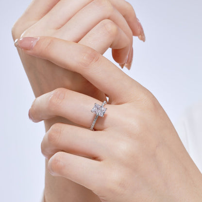 [OAK JURI]2.0 Carat Dazzling Sparkling Radiant Cut Party Ring