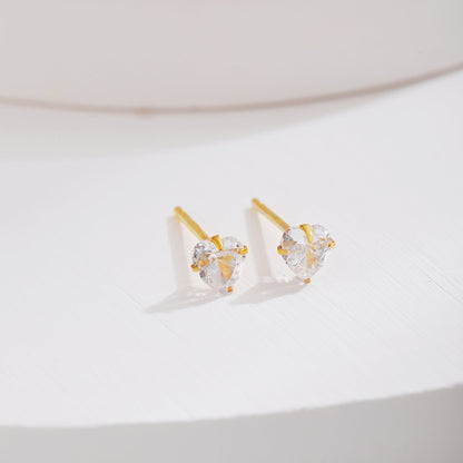 [OAK JURI]Sparkling Heart Shaped Simple Earrings