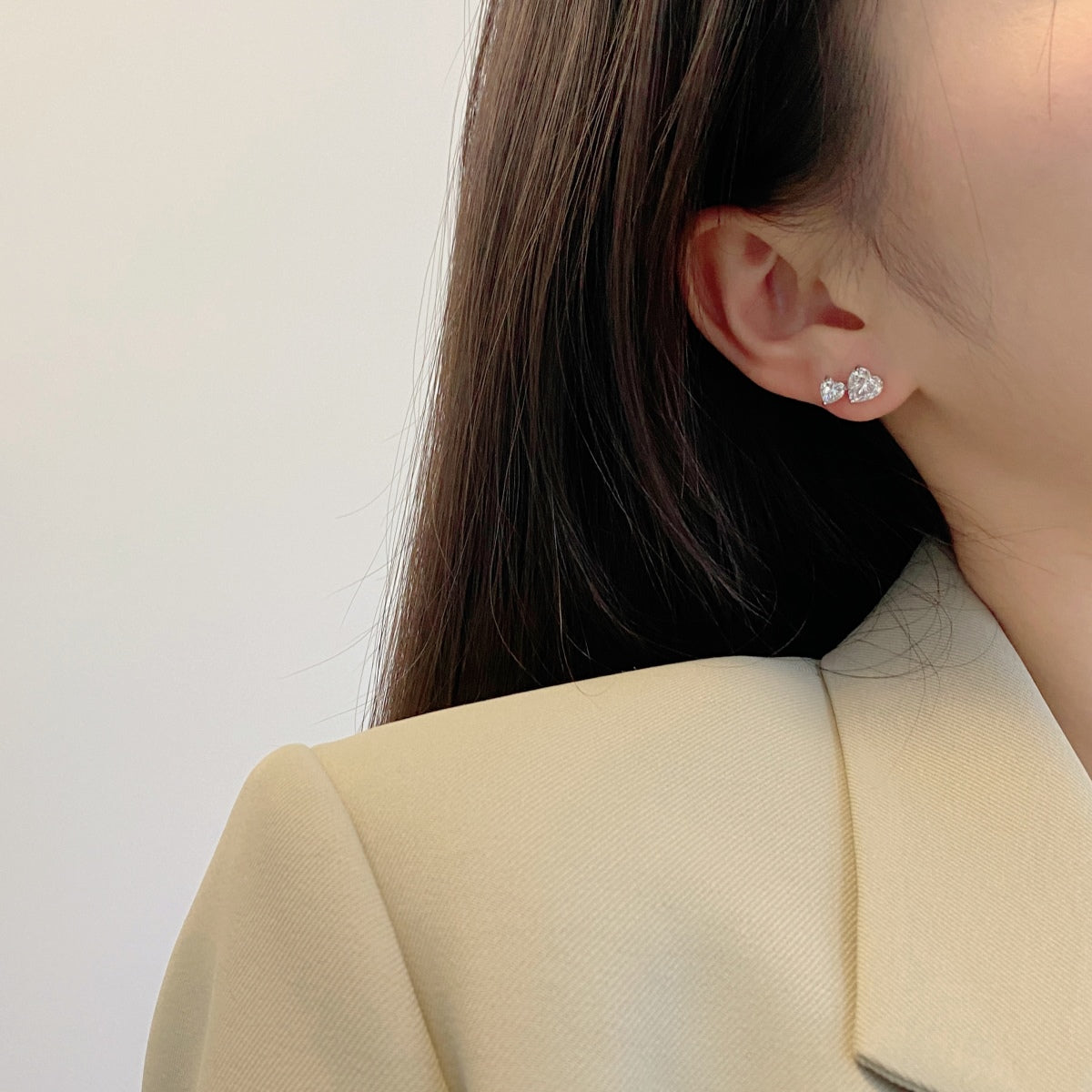 [OAK JURI]Double Heart-Shape Classic Princess Style Earrings