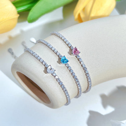 [OAK JURI]0.5 Carat Elegant Romantic Heart Shape Lover Bracelet