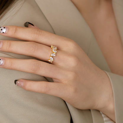 [OAK JURI]Delicate Multi Cut Ring