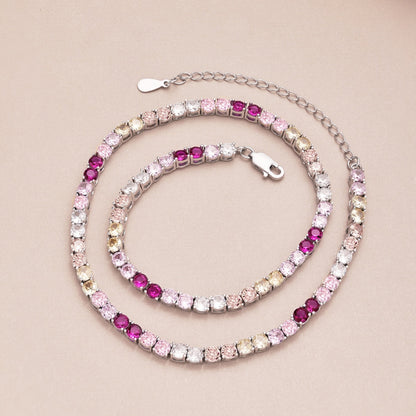 [OAK JURI]Delicate Colorful Tennis Necklace