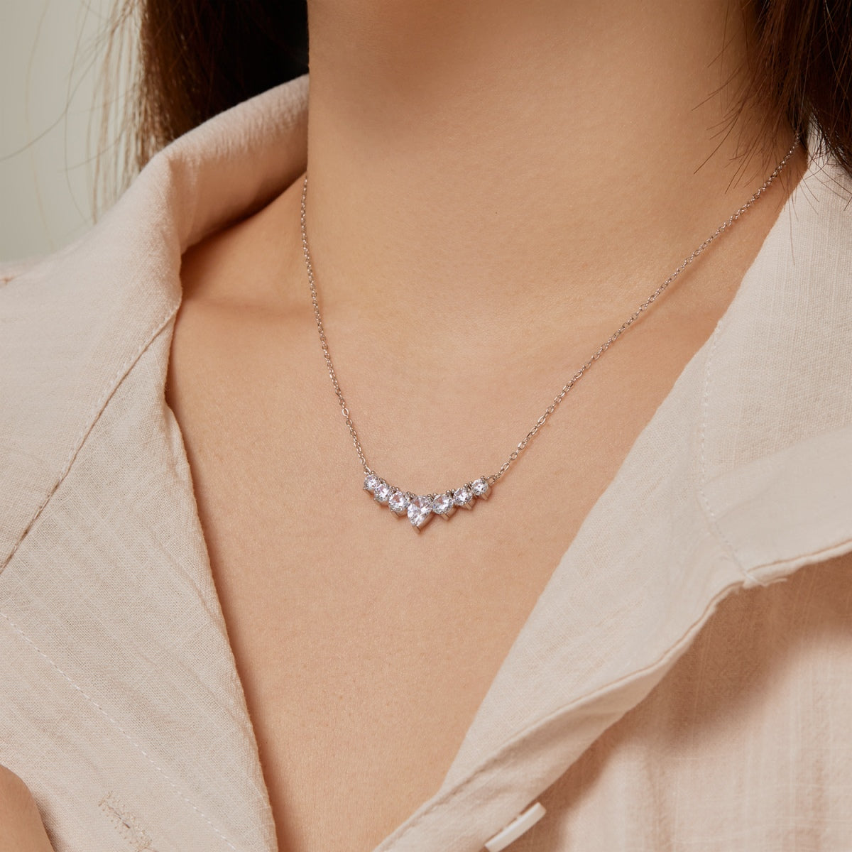 [OAK JURI]Dainty Colorful Heart Necklace