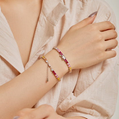 [OAK JURI]Luxurious Colorful Romantic Heart Shape Lover Bracelet
