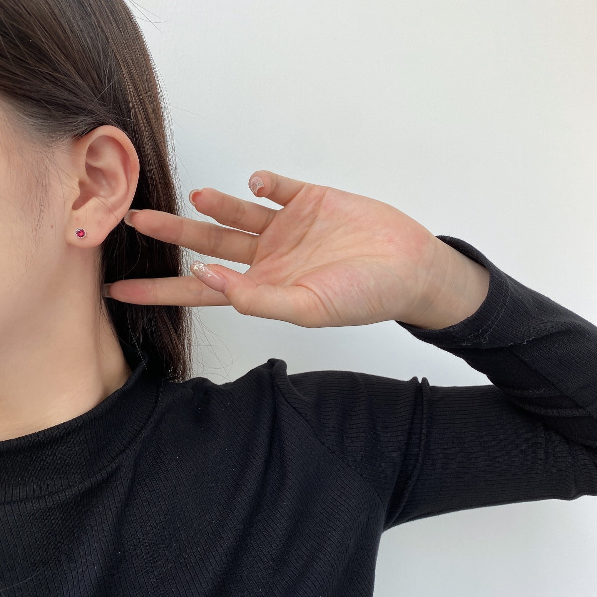 [OAK JURI]Sparkling Colorful Round Shape Earrings