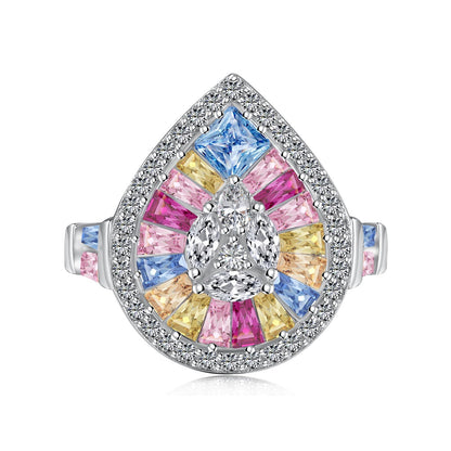 [OAK JURI]Elegant Colorful Water Drop Shape Banquet Ring