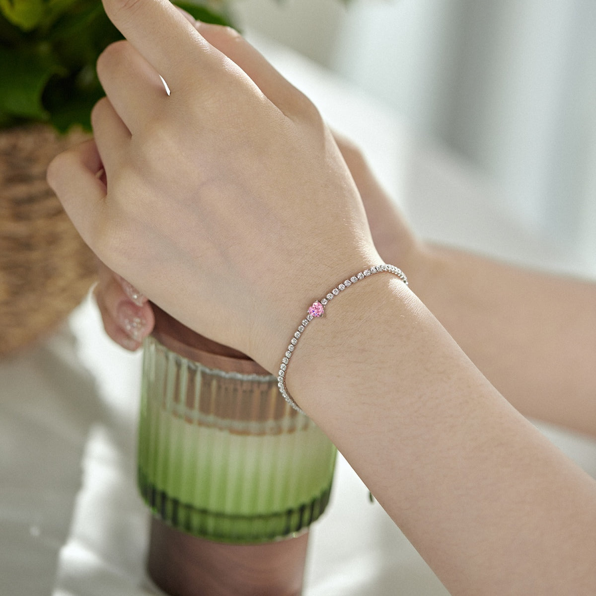 [OAK JURI]0.5 Carat Elegant Romantic Heart Shape Lover Bracelet
