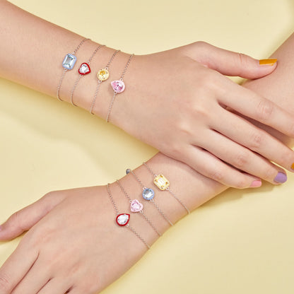[OAK JURI]2.0 Carat Sparkling Colorful Emerald Cut Daily Bracelet