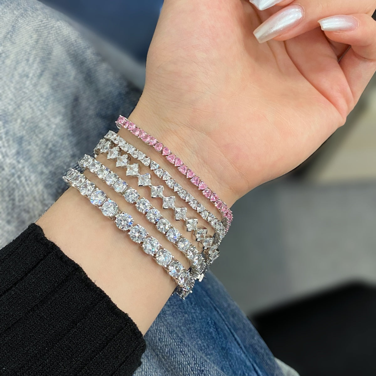 [OAK JURI]0.5 Carat Ornate Princess Cut Daily Bracelet