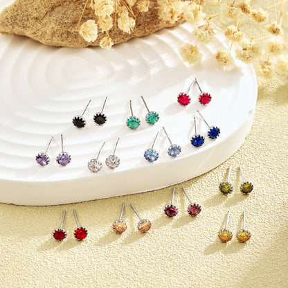 [OAK JURI]Sparkling Colorful Round Shape Earrings