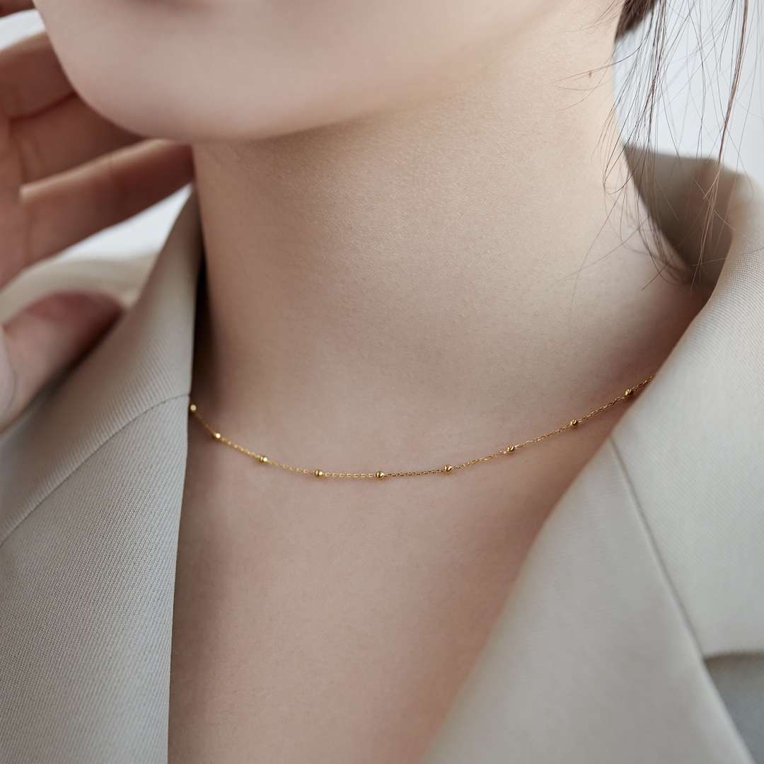 [OAK JURI]Small Bead Clavicle Chain Simple Necklace