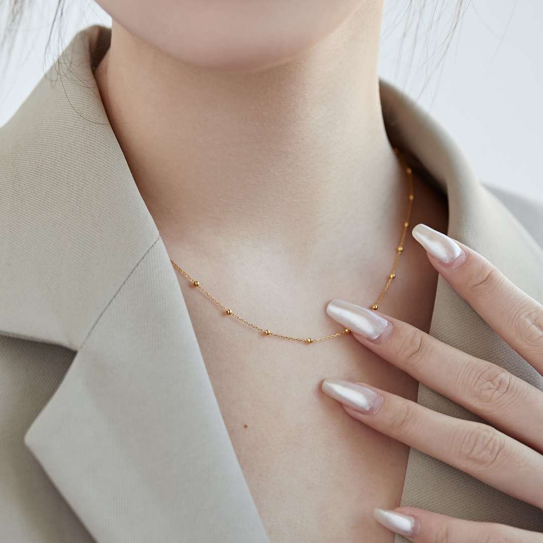 [OAK JURI]Small Bead Clavicle Chain Simple Necklace