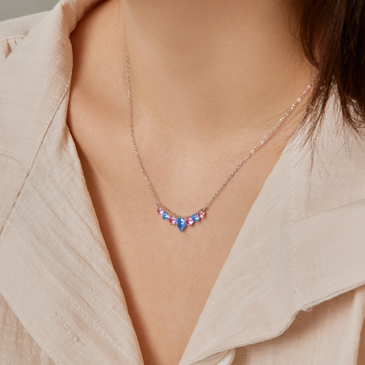 [OAK JURI]Dainty Colorful Heart Necklace